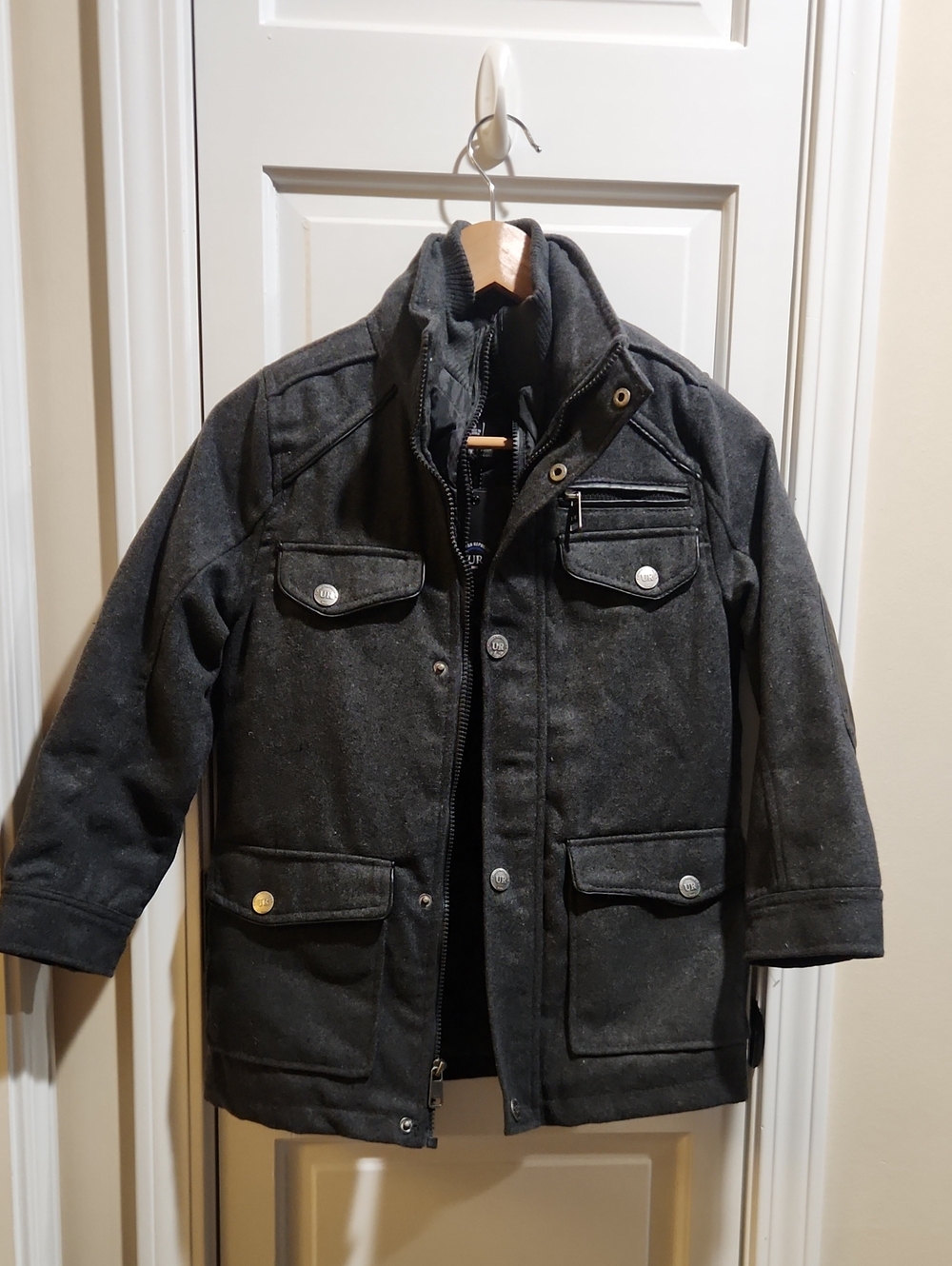 Urban Republic Boys Charcoal Gray Pea Coat